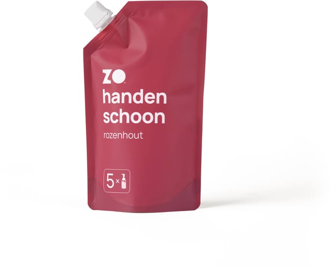ZO Handzeep Schuim Navulzak - Rozenhout geur - Met 5 navullingen - 100% Natuurlijk en Vegan
