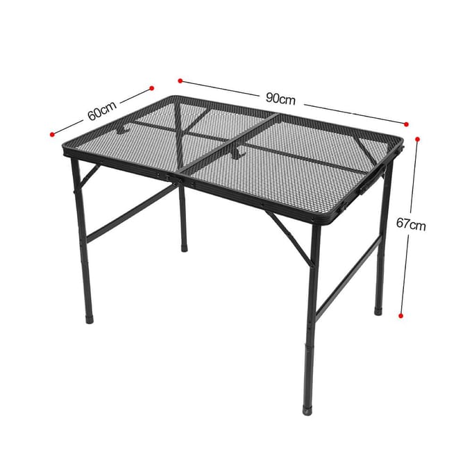 Table pliante de Camping, Table de pique-nique Portable en plein air, bureau de Camping à hauteur réglable Mesh Tabletop Table gray