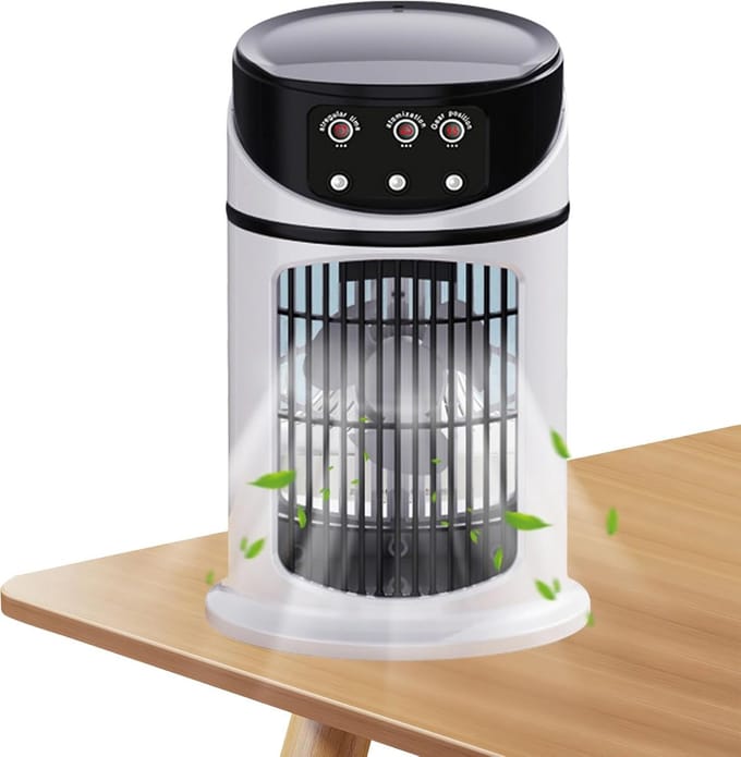 Draagbare Air Cooler - Persoonlijke Koeler - Bureau Ventilator - Met Sfeervol LED Licht