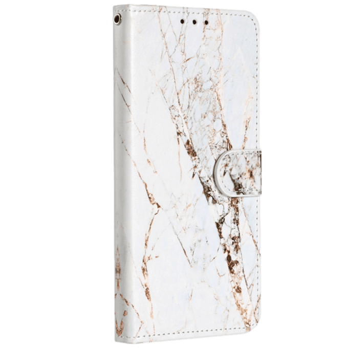Comfycase iPhone 12 Mini Marmer Bookcase Hoesje Wit Marmer
