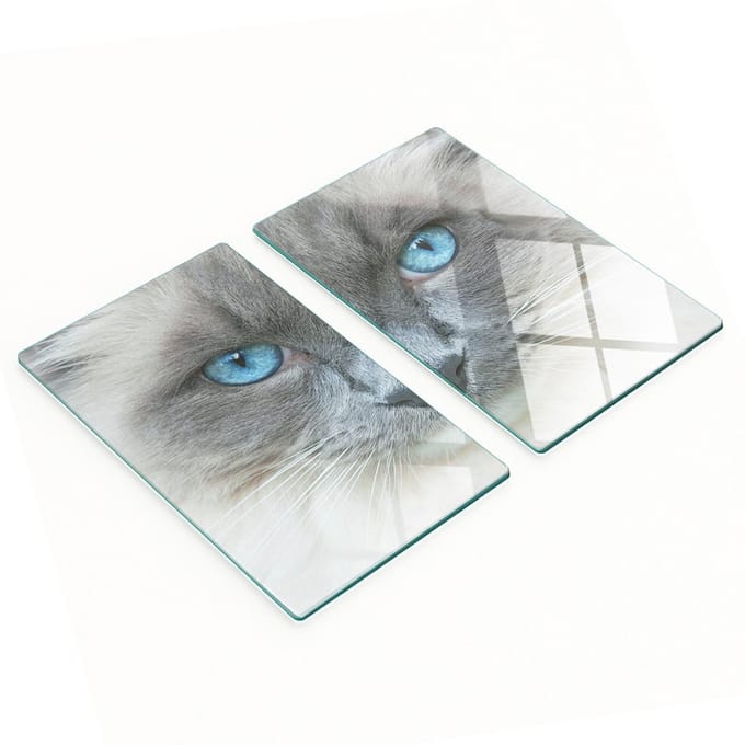 Set van twee glazen snijplanken met kattenogen, 2x30x52 cm