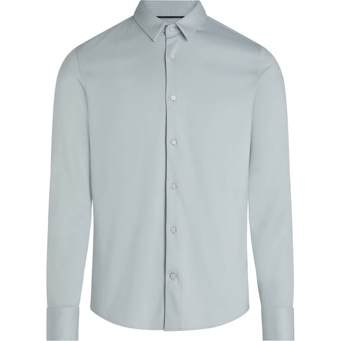 Calvin Klein - Heren Overhemden Smooth Cotton Slim Overhemd - Grijs - Maat XL