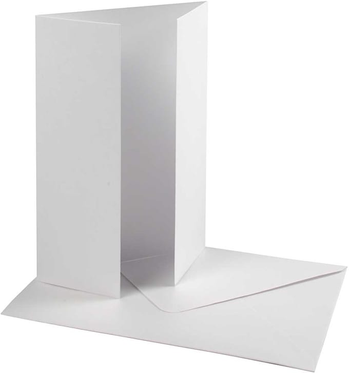 Parelmoer kaart & envelop, afmeting kaart 10,5x15 cm 230+120 gr, wit, 10 set
