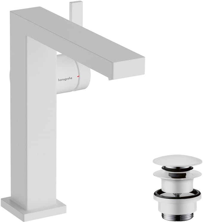 hansgrohe Tecturis E ééngreeps wastafelkraan 150 Fine CoolStart met afvoerplug mat wit