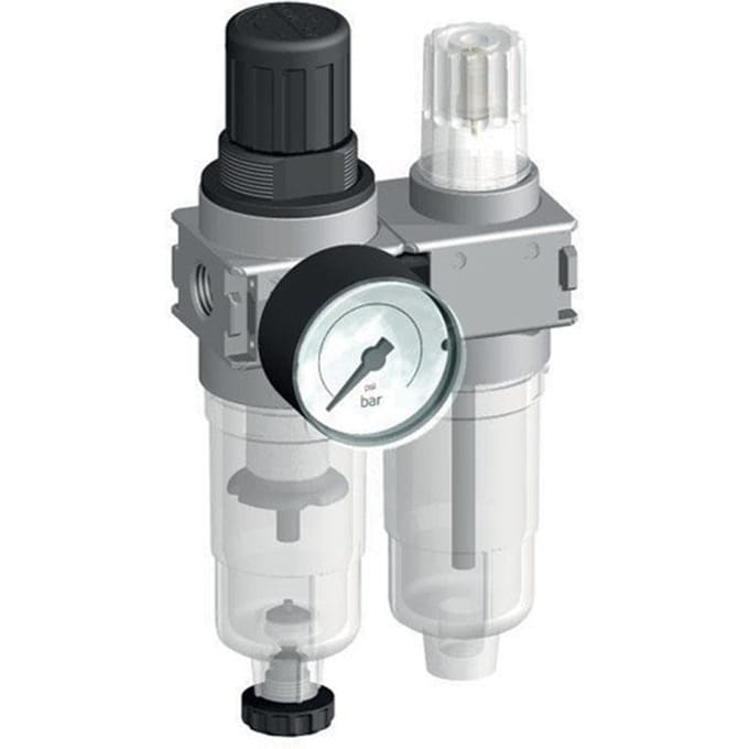 FRL 2-Delig G1/4'' 700l/min 0.5-10.0bar/7-145psi Auto 40 mm Manometer Polycarbonaat Multifix 0