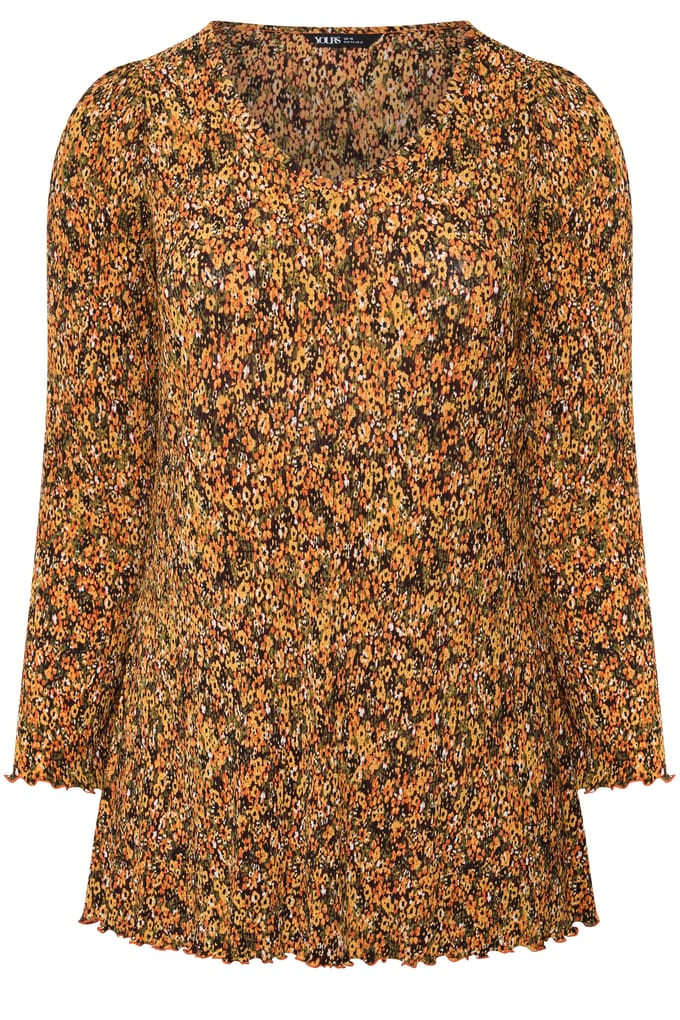 Yours Oranje Tuniektop Met Bloemenprint Size 50-52