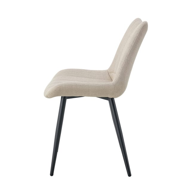 Furnilux Crème stoel set van 2 moderne 4-poot eetkamerstoel met quilted rug