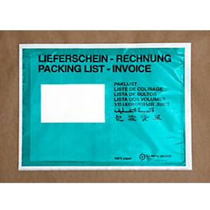 Papieren documentenmap/leveringsbonnenmap SecurePack, C5, venster links, met opdruk, zelfklevend, perkamentpapier, groen, 250 stuks