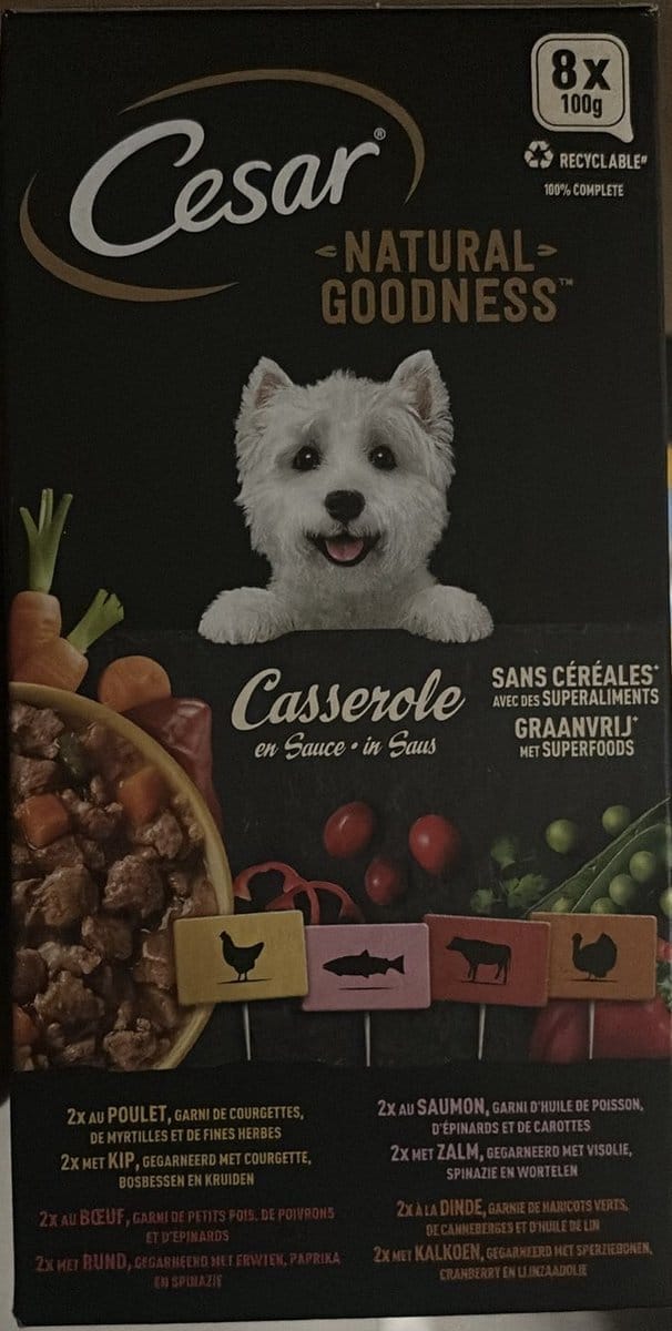 3x Cesar Hondenvoer - Casserole in Saus - Maaltijdkuipjes 8x100g