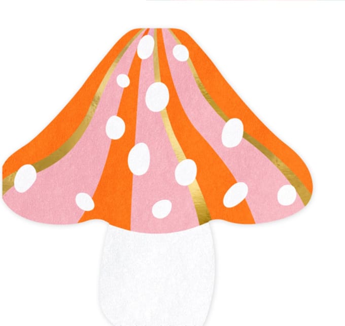 PartyDeco - Servetten - Paddenstoel (20 stuks)