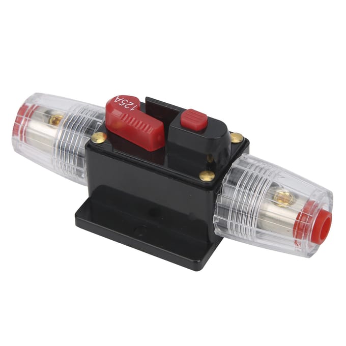 1224V 125A Stereo Audio Stroomonderbreker Zelfherstellende Zekering Inline Houder voor Auto Boot black