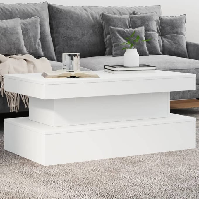 vidaXL - Salontafel - met - LED-verlichting - 90x50x40 - cm - wit