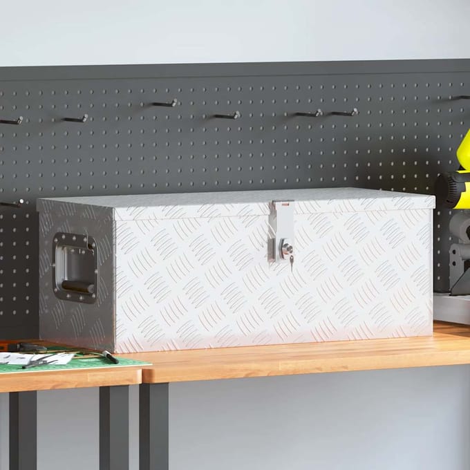 vidaXL - Opbergbox - 70x31x27 - cm - aluminium - zilverkleurig