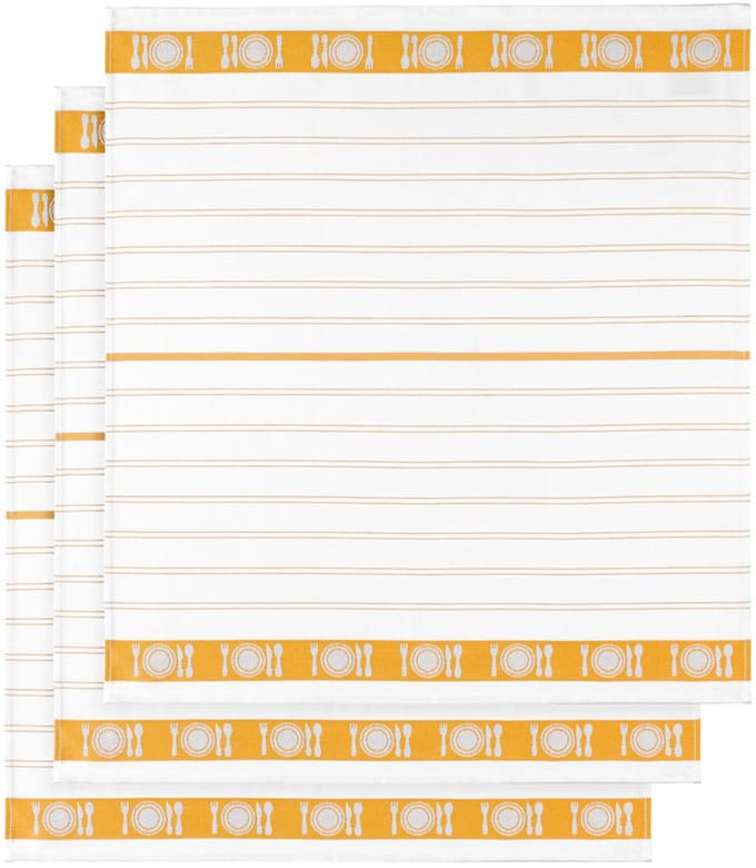 De Witte Lietaer Theedoek BML Geel, 3 stuks - 65 x 65 cm - Katoen