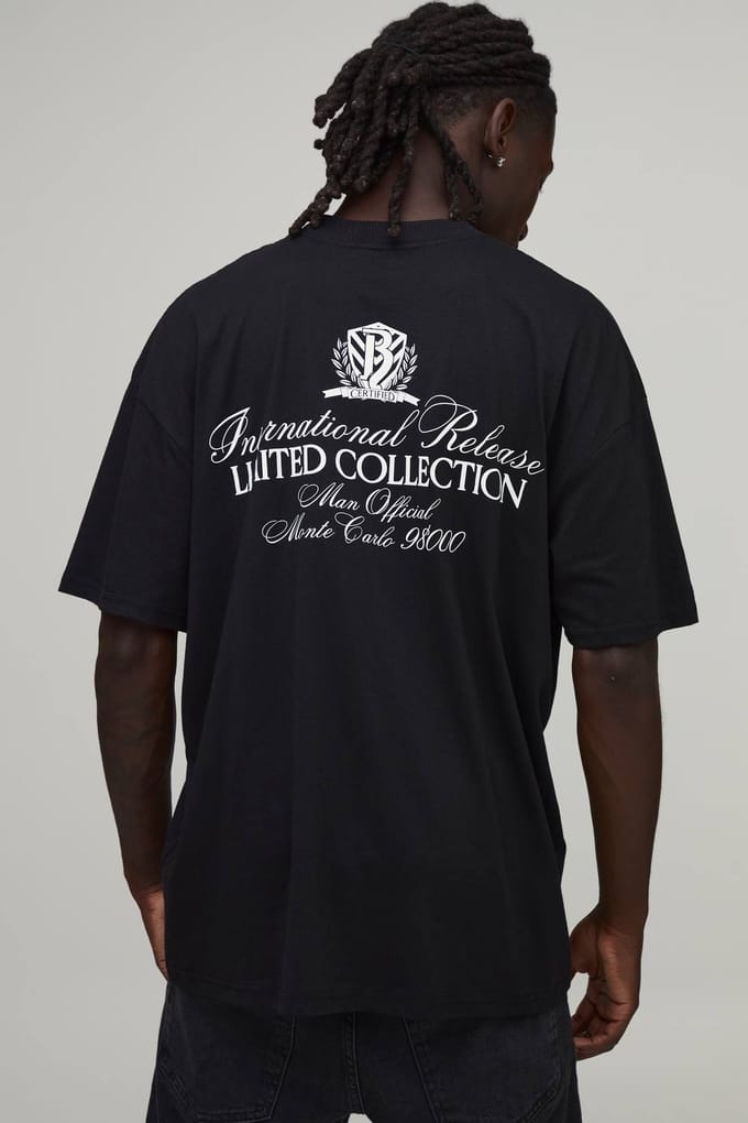 Zwart Oversized Limited Collection Print T-shirt | Black | Size Large