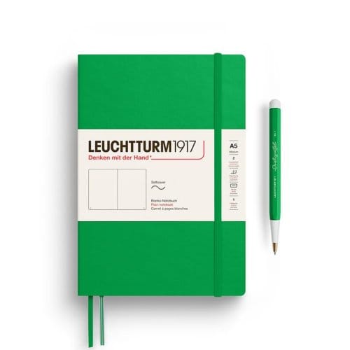 Leuchtturm1917 notitieboekje, softcover, medium a5, blanco, lenteblad groen