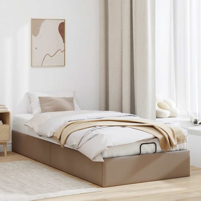vidaXL - Bedframe - zonder - matras - 100x200 - cm - kunstleer - cappuccinokleurig