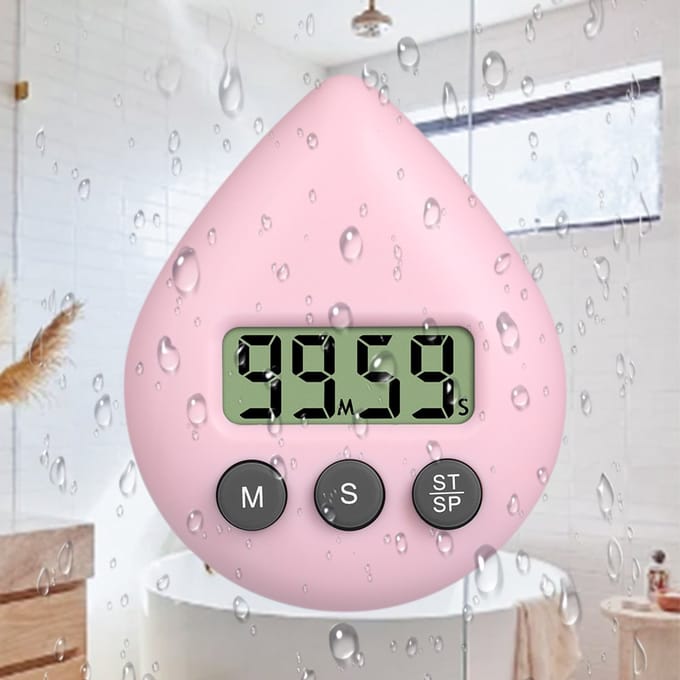 Waterdichte druppeltimer, timer tegen douchedruppels, zuignap zonder boren voor in de badkamer, 2 stuks, lichtroze