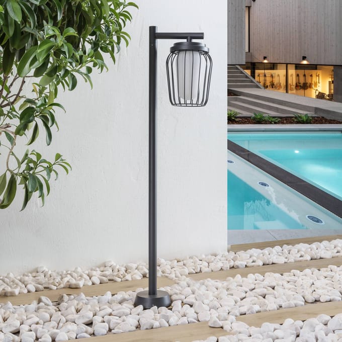 Lucande - Padverlichting, zuillampen - 1licht - Aluminium - H: 100 cm - E27 - zwart