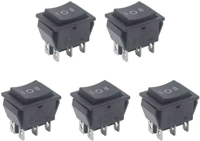 16A DC Motor Tuimelschakelaar Pack van 5