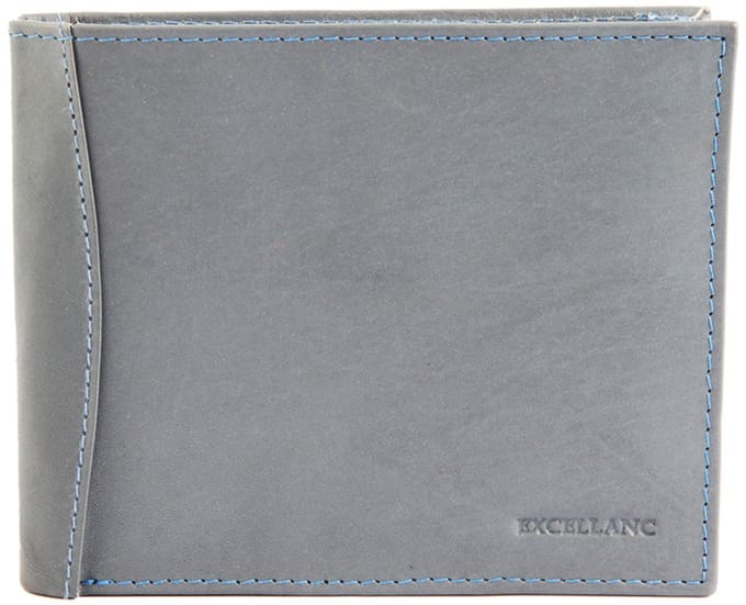 Excellanc leren heren portemonee Grijs Blauw