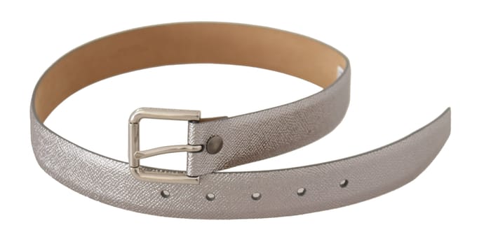 Dolce & Gabbana Metallic Zilveren Leren Taillenaam Buckle Riem