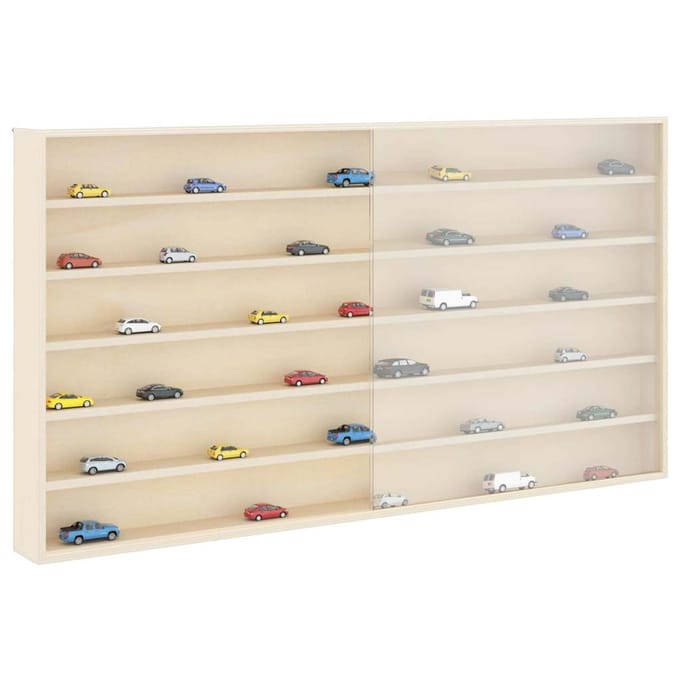 vidaXL - Wanddisplaykast - met - plank - Beige - 100 - x - 8,5 - x - 54 - cm - Multiplex