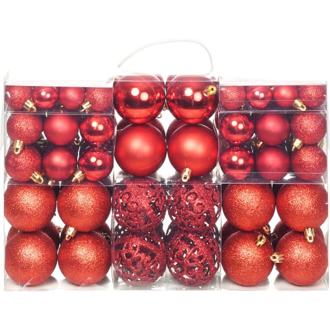 vidaXL - 100-delige - Kerstballenset - 3/4/6 - cm - rood