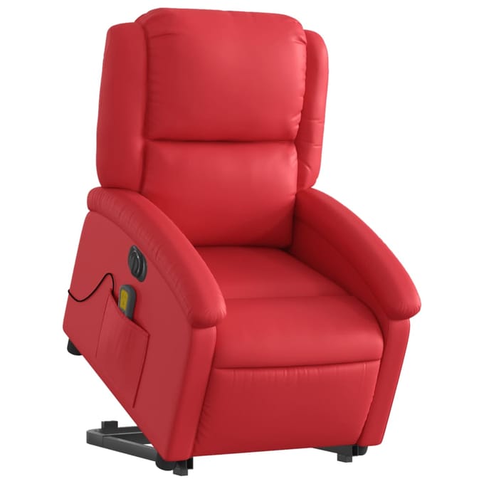 vidaXL - Sta-op-massagestoel - elektrisch - kunstleer - rood