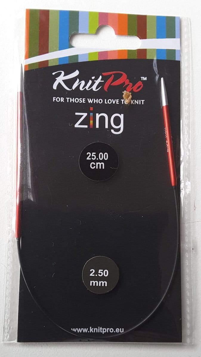 Knitpro Zing Rondbreinaalden 25cm - 2.50mm