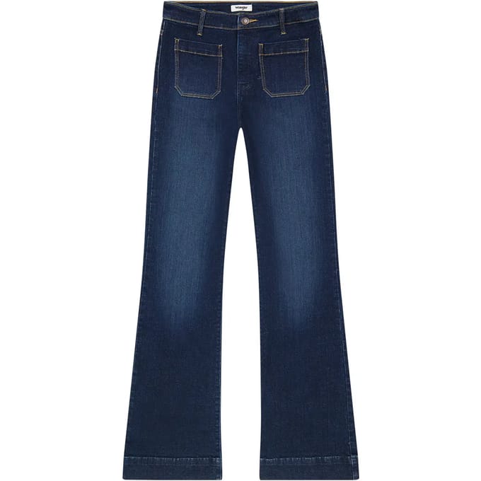 Donker gewassen flared jeans voor dames Wrangler
