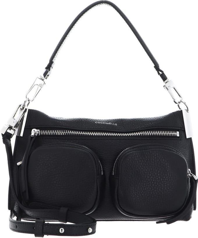 COCCINELLE Leren Schoudertas Hyle Suede Handbag Noir Zwart