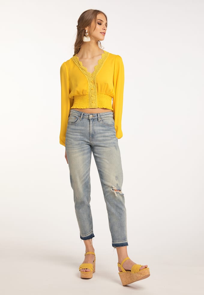 IZIA Cropped blouse met lange mouwen