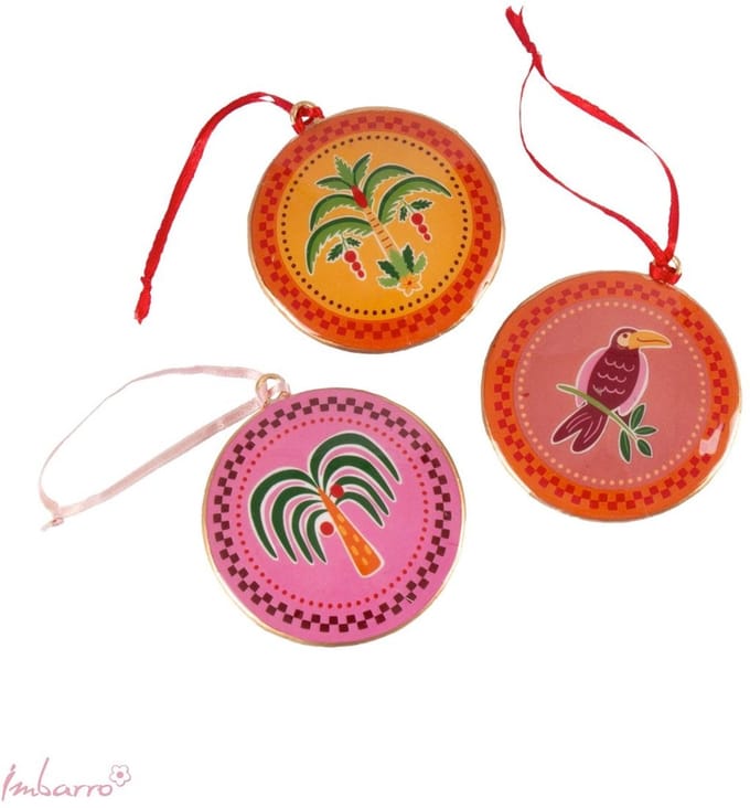Imbarro Botanical – Set van 3 Metalen Hangers – Gypsy Jungle Decoratie – Ø8 cm – Multi