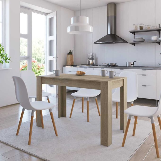 vidaXL - Eettafel - 120x60x76 - cm - bewerkt - hout - sonoma - eikenkleurig