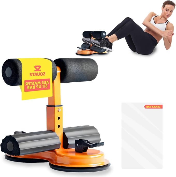 Sit-up Bar - Buikspier Trainer - Core Trainen - Dubbele Zuignap - 660 lbs capaciteit - Zwart Oranje