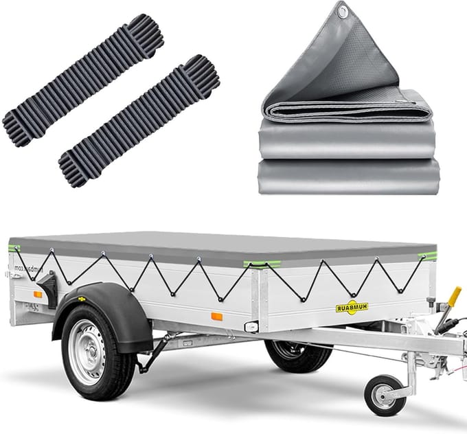Waterdichte Aanhangwagen Afdekzeil Plat met Zeilkoord voor Diverse Trailers