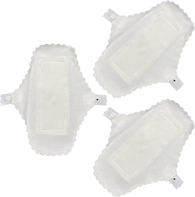 Herbruikbare maandverbanden - Wasbare pads - Menstruatieverzorging - Ademend katoen - 3 stuks - Wit