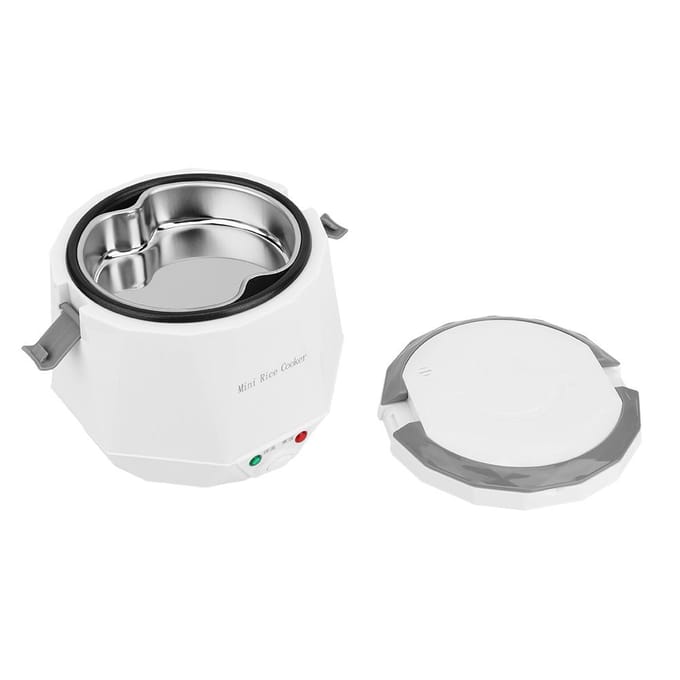 Mini cuiseur à riz électrique portable 1,6 L, outil de cuisson du riz pour voiture 12 V, blanc white