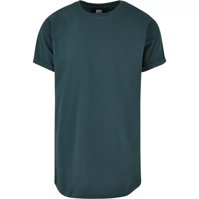 Urban Classics - Long Shaped Turnup Heren T-shirt - S - Groen