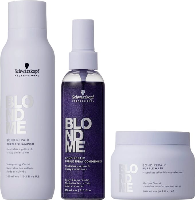 Schwarzkopf - Blond Me - Purple Toning Shampoo, Masker en Spray Conditioner set
