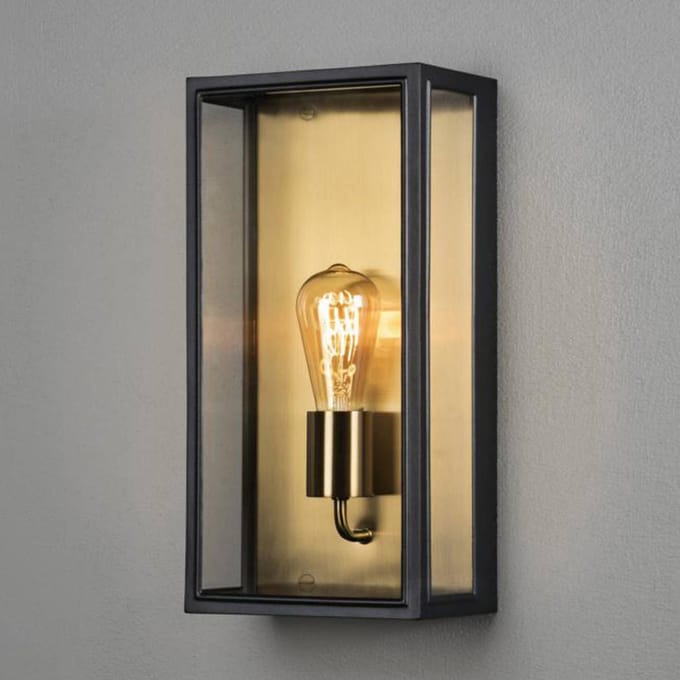 Konstsmide Carpi schwarz/messing 7349-758 Buitenlamp (wand) E27 Zwart, Messing