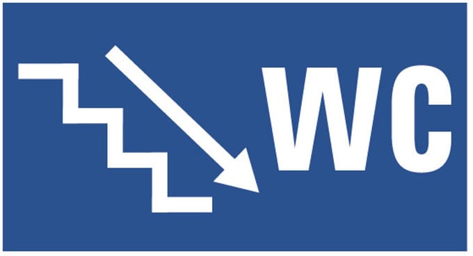 WC deur sticker trap rechts omlaag 300 x 150 mm
