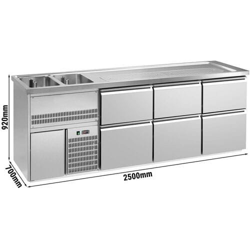 GGM Gastro Biertheke Premium PLUS - 2500x700mm - 6 Schubladen