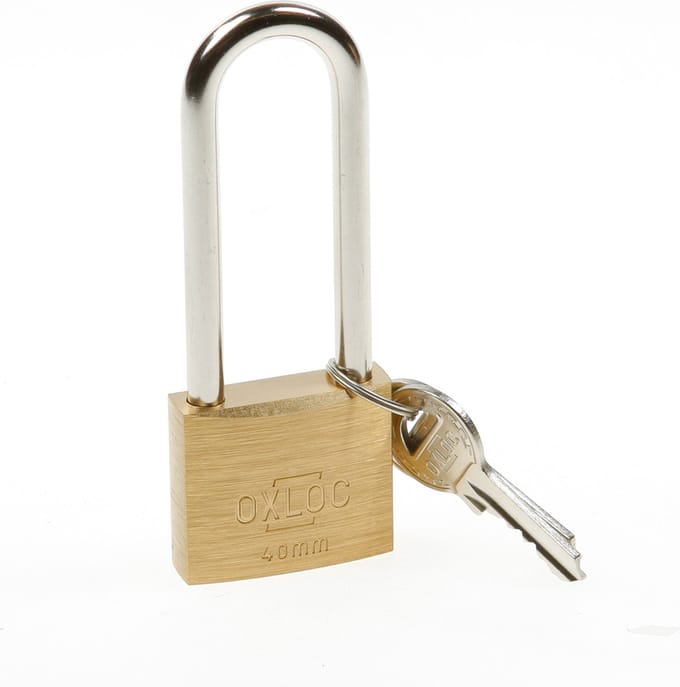 Oxloc Hangslot cilinder messing hoge beugel 40mm 4063