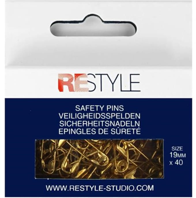 Veiligheidsspelden 19 mm goud, 40 stuks