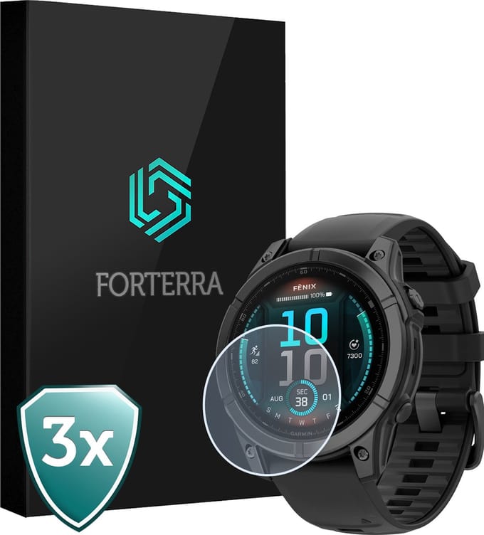 Smartwatch Screenprotector Geschikt voor Garmin Fenix E (47 mm) - Gehard Glas Screen Cover Premium Tempered Glass Protector Geschikt voor Garmin Fenix E - 3 PACK