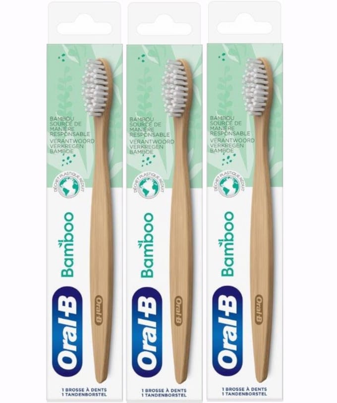 Oral-B Bamboe Tandenborstel - Wit - Pack van 3