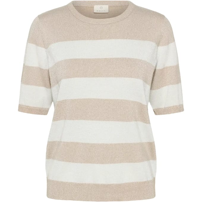 Kaffe T-shirt Karegina Striped Pullover 10510652 Feather G/chalk Wide Stripe Dames Maat - M