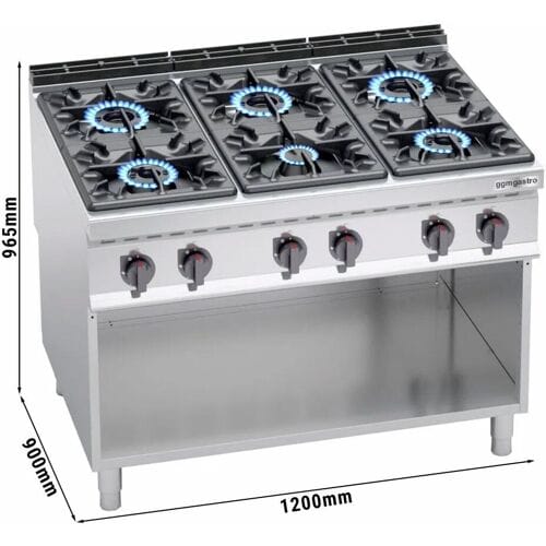 GGM Gastro Gasherd - 53,5 kW - 6 Brenner Zilver